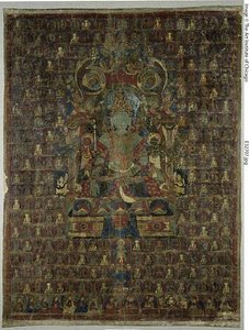 Målad banderoll (Thangka) av Bon-gudinnan Tonpa Shenrap av Unknown artist