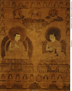 Målad banderoll (Thangka) av Sakyapa Lineage Teachers av Unknown artist