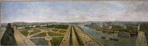 Panorama över Paris från taket på Pavillon de Flore i Tuilerierna, ca 1833 (olja på duk) av Unknown artist