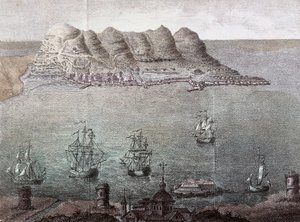 Panoramautsikt över Gibraltar och Detroit. 1800-talets Madrid, Nationalbiblioteket av Unknown artist