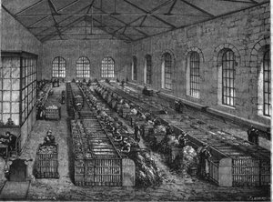 Papperstillverkning på 1800-talet. av Unknown artist