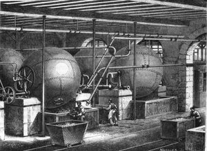 Papperstillverkning på 1800-talet. av Unknown artist