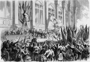 Paris, La Commune: Kungörelse av resultatet av folkomröstningen den 26 mars 1871 på Place de l
