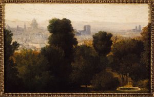 Paris sett från Bellevilles höjder; ca 1840, nuvarande 19:e arrondissementet, år 1840 (olja på duk) av Unknown artist