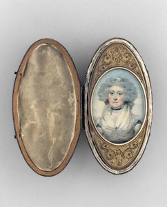 Patch Box with Portrait of a Woman, ca. 1780 (akvarel på elfenben, forgyldt kobber og glas) svensk av Unknown artist