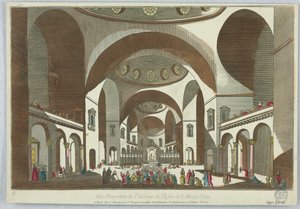 Peep-show, perspektivvy av interiören av St. Markuskyrkan, i Venedig av Unknown artist