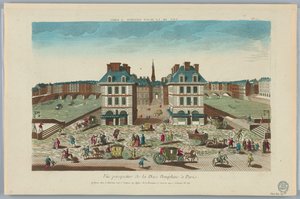 Peep-show, Perspektivvy av Place Dauphine i Paris, nr 71 av Unknown artist