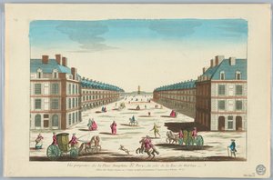 Peep-show, perspektivvy av Place Dauphine i Paris, från sidan av Rue de Harlay, nr 162 av Unknown artist