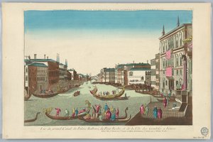 Peep-show, utsikt över Canal Grande, Balbori Palace, Realto Bridge och Condoles Festival i Venedig av Unknown artist