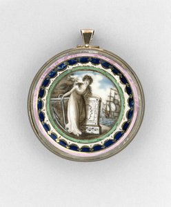 Hänge, ca 1780 (sepia och akvarell på elfenben, förgylld koppar, emalj, hår och glas) av Unknown artist