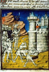 Philip II Auguste (1165-1223) en Chinon - miniatyr i "" Grandes chronicles de Saint-Denis", sent 1300-tal. (ref. 512, 237r) Ansökan om auktorisation till Bibliotheque Municipale de Toulouse (tel: 05 62 27 66 66) av Unknown artist