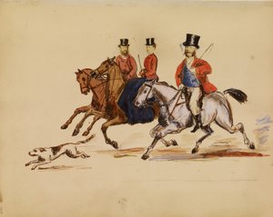 [Fotokollage av jaktscen med Lord och Lady Yarborough] av Unknown artist