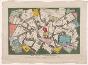 Bild av revolutionära assignater (Tableau des papiers monnoies qui ont eut cours depuis l