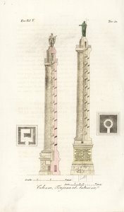 Plan och höjd av Trajanus kolumn och Marcus Aurelius kolumn av Unknown artist