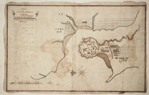 Plan över staden och fästningen Gariah, ca 1755 (tusch, akvarell) av Unknown artist