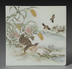 Plakett med vaktel av Unknown artist