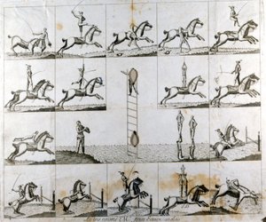 Plåt med 19 tryck som visar den engelska voltigern Mr Prices skicklighet. 1790 ca. av Unknown artist