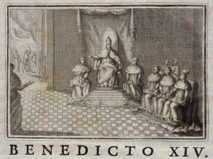 Påve Benedictus XIV (1740-1758) i "" Annals of the Order of Preachers"" av Thomas-Mary Mamachi, Rom av Unknown artist