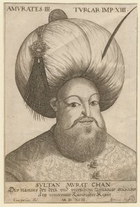 Porträtt av Mourad III (1546-1595), sultan ottoman - Murad III (1546-1595), Sultan av det osmanska riket - Anonym - 1593 - Etsning - 18,5x12,3 - Privat samling av Unknown artist