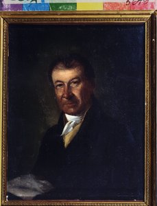 Porträtt av kompositören Dmitrij Bortniansky (1751-1825) (Porträtt av kompositören Dmitrij Bortninansky). Anonym målning. Olja på duk, 26,3 x 20,7 cm, sent 1700-tal. Klassicism. State Central A. Bakhrushin Theatre Museum, Moskva. av Unknown artist