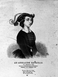 Porträtt av Adelaide Ravaglia i representationen av operan "La Traviata"" av Giuseppe Verdi från 1857. av Unknown artist