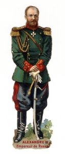 Porträtt av Alexander III, Rysslands kejsare (1845-1894). Sen kromolitografi av 1800-talet. Privat samling av Unknown artist