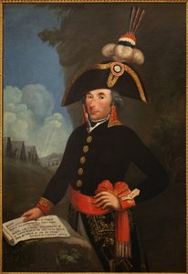 Porträtt av Andre Massena (1758-1817, hertig av Rivoli och prins av Essling, marechal av imperiet), i uniform av divisionsgeneralen. Anonym målning, olja på duk 1796, porträtt av Unknown artist