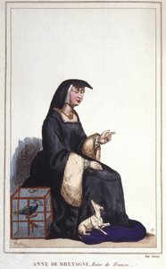 Porträtt av Anne av Bretagne (1476-1514), Frankrikes drottning, fru till Karl VIII sedan Ludvig XII. Graverad från 1830 av Unknown artist