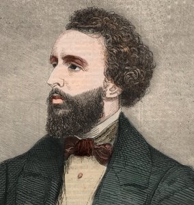 Porträtt av Bayard Taylor (1825-1878), amerikansk poet. Gravyr i "" The illustrated London News "" av 23 januari 1858. av Unknown artist