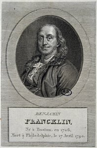 Porträtt av Benjamin Franklin, amerikansk politiker och fysiker (1706-1790) av Unknown artist