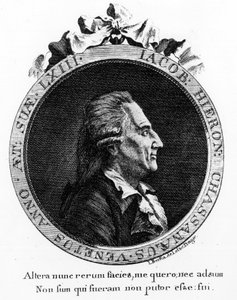 Porträtt av Casanova (1725 - 1798) - porträtt i frontispice, i ""Historia om min flykt från fängelserna i Republiken Venedig"", skrivet till Dux i Böhmen av Unknown artist