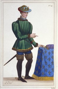 Porträtt av Karl VII (1403 - 1461), kung av Frankrike, gravyr från 1830 av Unknown artist