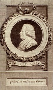 Porträtt av Christoph Gluck (1714-1787) tysk kompositör Gravyr. 1700-talet. Bologna, civico museo musico av Unknown artist