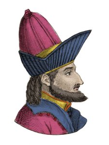 Porträtt av Konstantin XI (eller XII) paleolog, känd som Dragases (Konstantin XI Palaiologos) (1404-1453), bysantinsk kejsare. Gravyr av 1800-talet. av Unknown artist