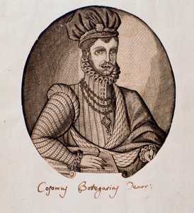 Porträtt av Cosimo Bottegari (1554-1620) italiensk lutenist och kompositör Gravyr. 1600-talets Bologna, medborgarmusikaliskt bibliografiskt museum av Unknown artist