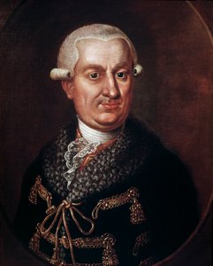 Porträtt av greve Franz Anton von Nostitz-Rieneck (1725-1794) grundare av statsteatern i Prag 1783 (Porträtt av aristokraten Frantisek Antonin greve Nostitz Rieneck som byggde Estates Theatre eller Stavovske divadlo, Prag) Anonym målning av Unknown artist
