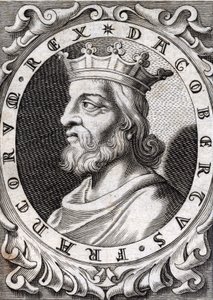 Porträtt av Dagobert I (? - 639), kung av frankerna, merovingernas dynasti. Gravyr av 1700-talet av Unknown artist