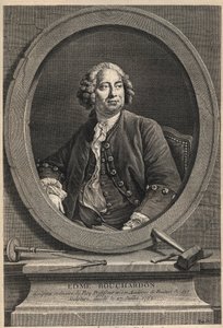 Porträtt av Edme Bouchardon (1698-1762) fransk skulptör och serietecknare - gravyr från 1776 av Unknown artist