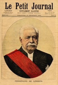 Porträtt av Ferdinand de Lesseps (1805-1894), kallad "den store fransmannen", diplomat och entreprenör, han är den främsta initiativtagaren till Suezkanalen, som förbinder Port-Said vid Medelhavet med Suez vid Röda havet (Egypten) och Panamakanalen, som an av Unknown artist