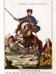 Porträtt av Fredrik II av Preussen (1712-1786) känd som Fredrik den store. Gravyr av 1700-talet. . av Unknown artist