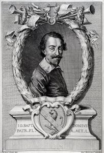 Porträtt av Giovanni Battista Doni (1596-1647) Italiensk musikolog Gravyr från frontispice av "Lyra Barberin"" av Unknown artist