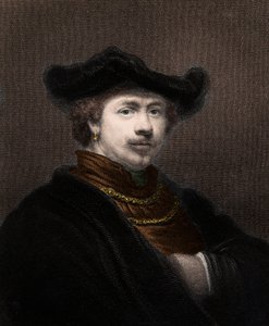 Porträtt av Harmenszoon van Rijn Rembrandt (1606-1669), holländsk målare - Harmenszoon Van Rijn Rembrandt 1606-1669 - gravyr - 1800-talet av Unknown artist