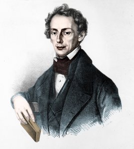 Porträtt av Johann Christian Doppler (1803-1853). österrikisk fysiker. 1800-talsgravyr. av Unknown artist