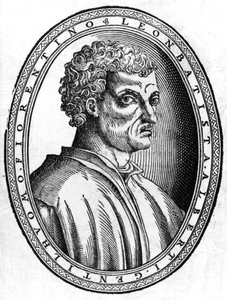 Porträtt av Léon Battista Alberti (1404 - 1472), italiensk humanist och arkitekt, sd gravyr. av Unknown artist