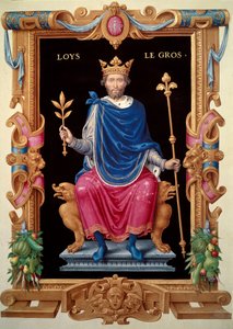 Porträtt av Ludvig VI känd som "the Gros" (1081-1137). Miniatyr i ""Recueil des Kings de France"", av Jean du Tillet, cirka 1555-1566. BN, Paris av Unknown artist
