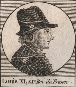 Porträtt av Ludvig XI (1423-1483), Frankrikes kung - Porträtt av Ludvig XI av Frankrike (1423-1483), Frankrikes kung - gravyr från "Instruction sur l