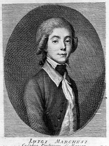 Porträtt av Luigi Marchesi (1754 - 1829) italiensk kastrat. av Unknown artist