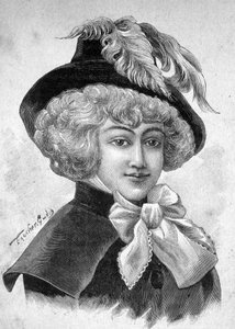 Porträtt av Mademoiselle de Fontenay eller Teresa (Theresa eller Terezia) Cabarrus, dit Madame Tallien (Talien), prinsessan av Caraman Chimay (1773 - 1835) - i "" Les Contemporains", n.d. sent 1800-tal. av Unknown artist