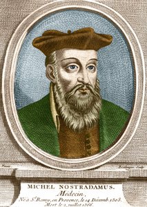 Porträtt av Michel nostradamus, läkare, ne à Saint Remy de Provence (Saint-Remy-de-Provence) den 14/12/1503 och död 02/07/1566. Gravyr av 1800-talet. av Unknown artist