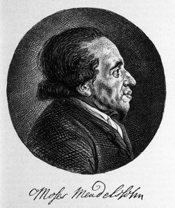 Porträtt av Moses (Moses) Mendelssohn (1729 - 1786), filosof och sann grundare av modern judendom. Farfar till musikern Felix Mendelssohn. av Unknown artist